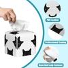 Black Cats Tissue Box Cover Square,Leather Tissue Holder with Bottom Belt,Waterproof Leather Facial Paper Organizer Tissue Box Cover for Home Office