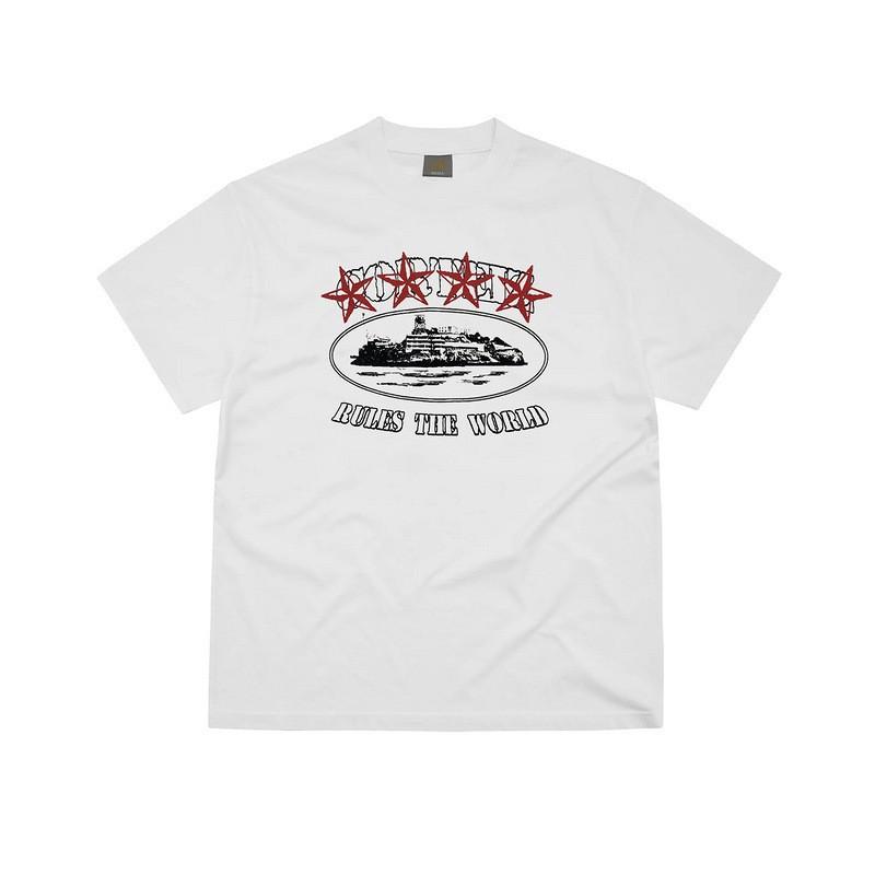 Devils Island Letter Print T-Shirt Men Women Loose Fit Casual Streetwear Short Sleeve Tee