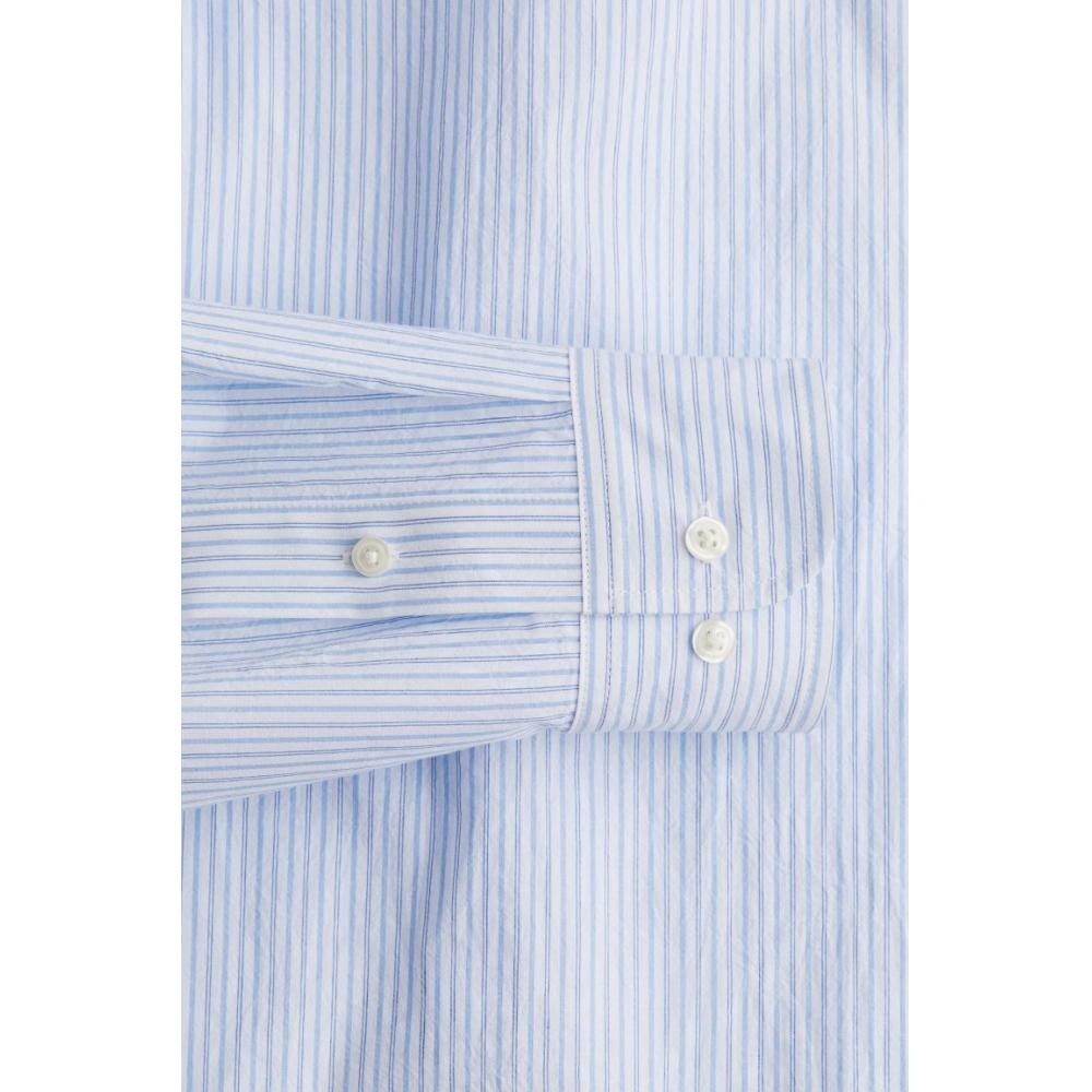 H M Poplin sHirt Regular Fit ligHt Blue Striped