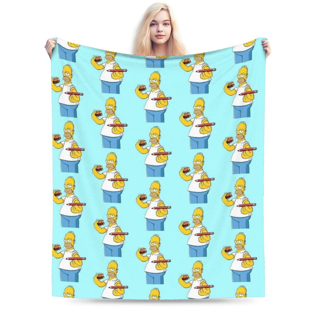 Funny S-Simpsons Cartoon Warm Cozy Blanket  Print Camping Bedding Throws Outdoor Flannel Bedspread Sofa Bed Cover