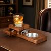 huaqianguhh Wooden Ashtray with Whiskey Glass Holder & Drawer, Natural Wood Ash Tray for Indoor Outdoor, Heat Resistant Holder, Birthday Gifts Men