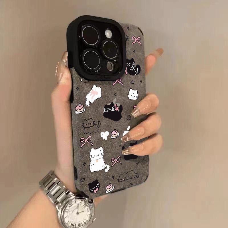 Full screen bow cat is suitable for Apple 17Pro new 15 flip fur iPhon16promax anti-drop fine hole