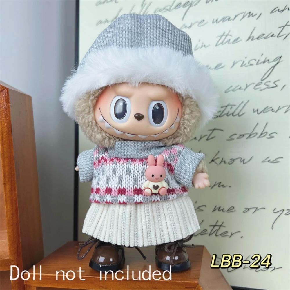 Only Clothes For 15-17CM Labubu Mini Accessories Clothes Clothing Dolls Set Sitting Party Scarf Hat Bag Cute Decoration Gift