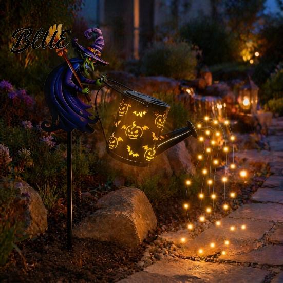Illuminated Courtyard Decorations Solar Christmas Santa Yard Light Witch Skull Projection Garden Stake Lamp with Outdoor Lawn Ornaments for Halloween