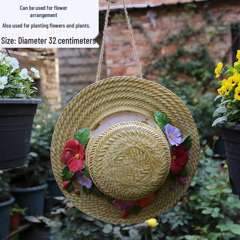 Decorative Outdoor Garden Straw Hat Bird's Nest Ornament