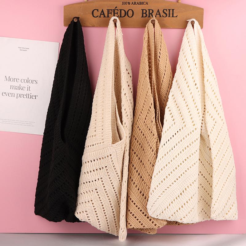 Artistic Style Colorful Knitted Bag Fashionable Casual Shoulder Bag Large Capacity Fresh Commuter Tote Bags For Women Gift