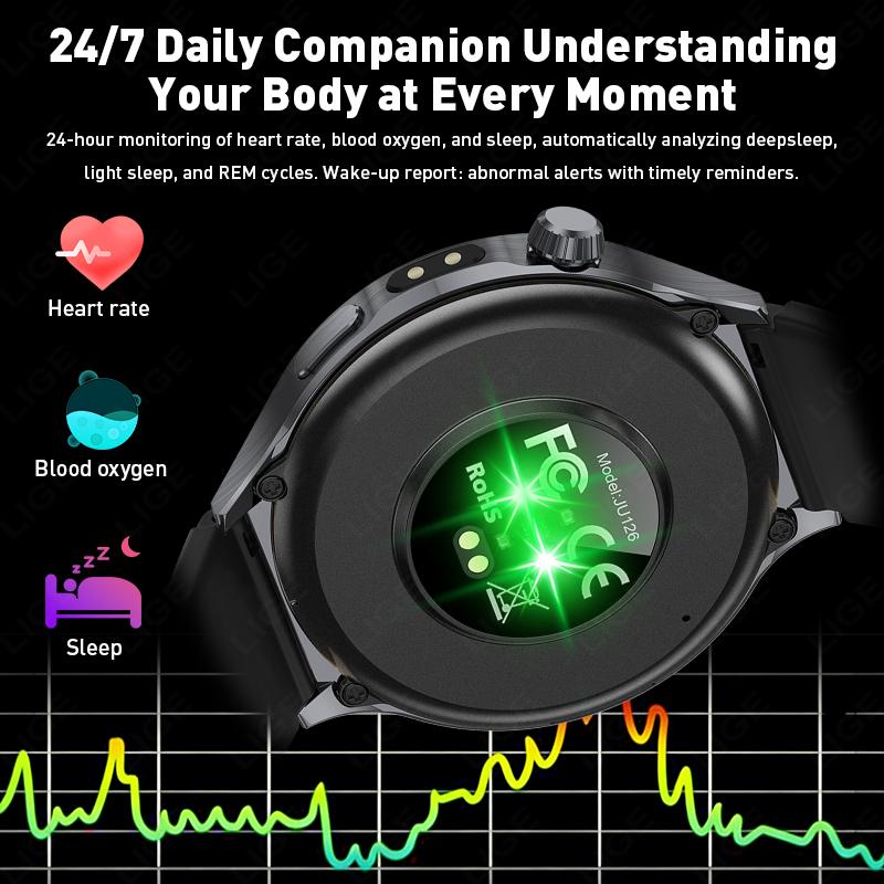 2026 New Military 1000mAh Battery Men's Smart Watch For Men Health Monitoring Bluetooth Call 100+ Sports Mode Flashlight Sport Fitness Smartwatch