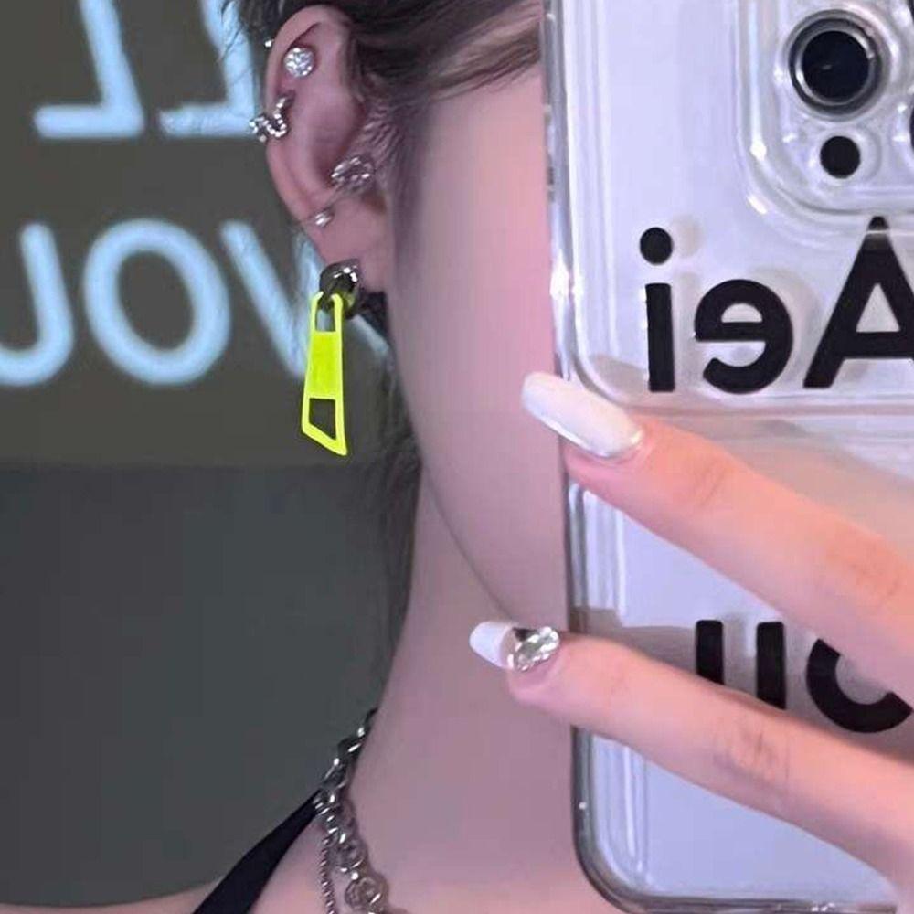 

Серьги из сплава на молнии в корейском стиле, висячие серьги для девочек, серьги в стиле панк, женские серьги-капли