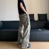 JYL Mens Denim Shorts Niche Jacquard Ripped Summer Loose Straight Pants