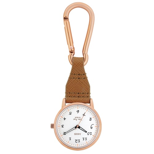 Sun Flame Hook Watch with J-Axis Carabiner, HBP268-BR, Women's, Brown