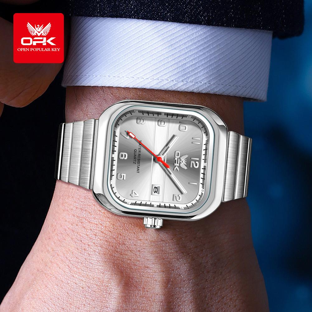 OPK brand digital engraved luminous waterproof single calendar men's watch quartz watch 6040