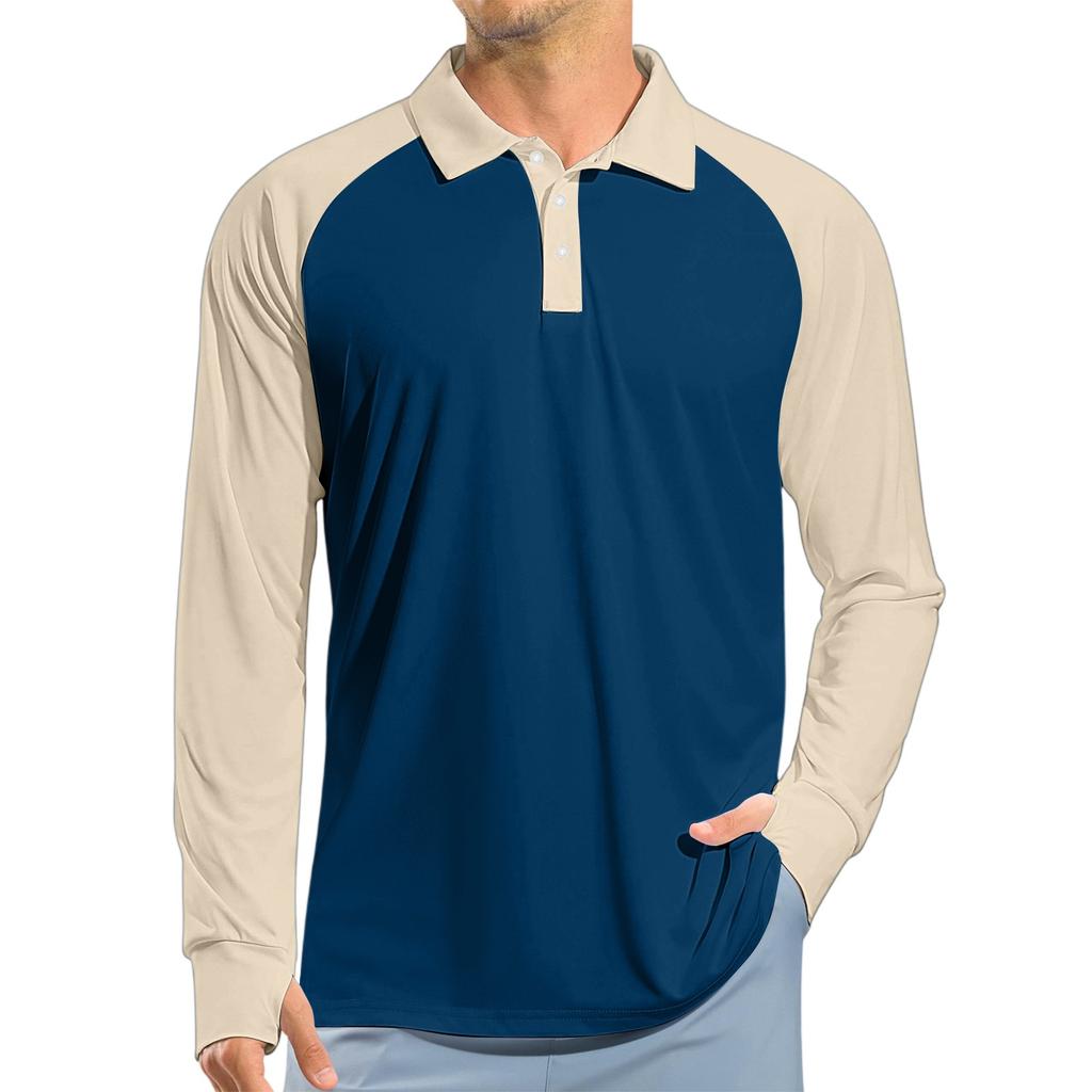 Maglia da Golf da Uomo a Manica Lunga Raglan UPF 50+ Leggera