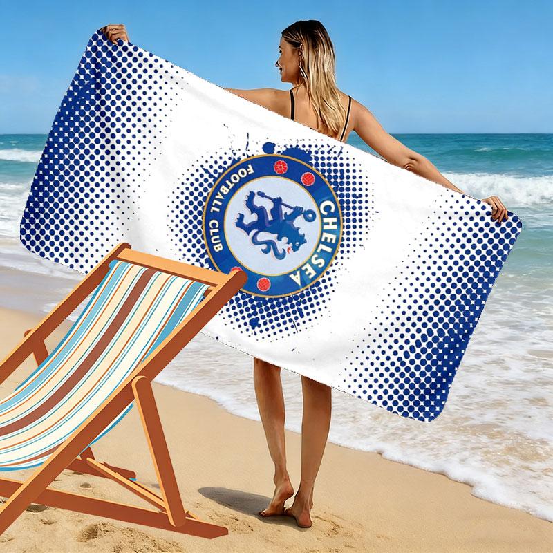 Chelsea F Print Beach Towel, Large Soft Quick Dry Towel for Beach Camping Swimming