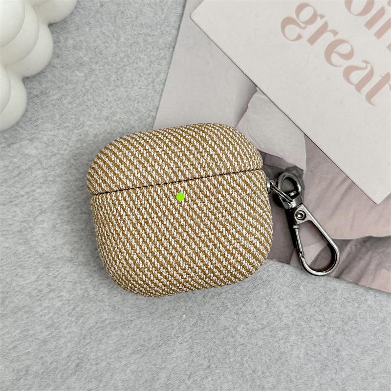 Niche Striped Cloth Pattern Is Suitable for AirPods1 Earphone Cover Creative Pro Second Generation Anti-drop Hard Case 1st Generation New Pro1
