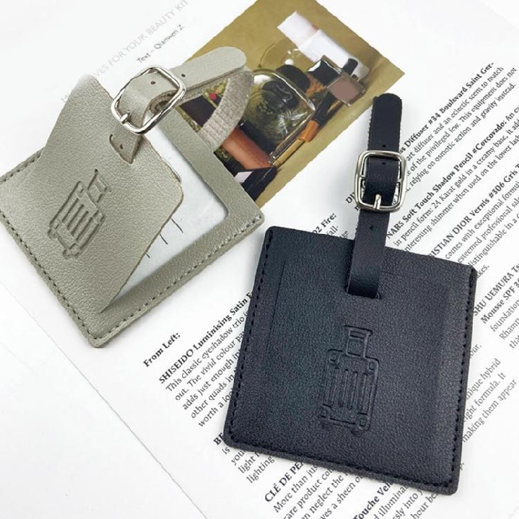 Suitcase Square Label PU Leather Labels School Bag Name Card for Trip Security