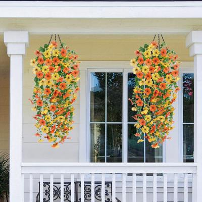 Yousheng 1/4 Stück Hängende Künstliche Veilchenblume UV-Beständig Gefälschte Seidenblume Hochzeitsfeier Innen Außen Garten Wandbehang Künstliche Blüte Dekoration