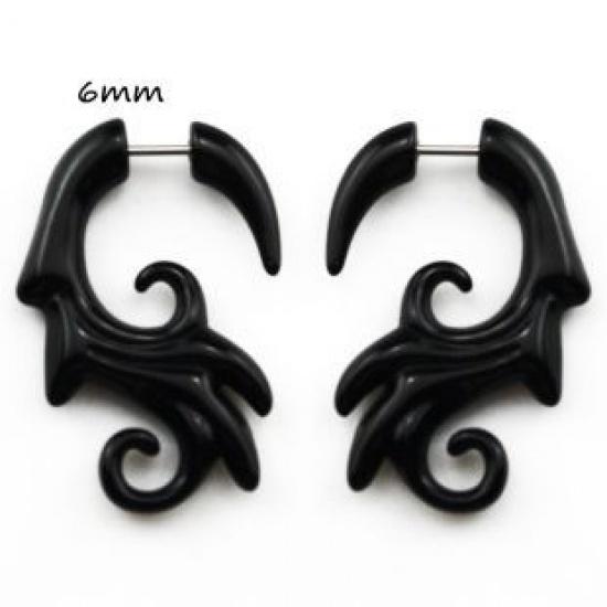 Fashion Black Horn Earrings For Women Hip-hop Acrylic Ear Stud Stainless Steel Anti-Allergies Earrings Gothic Spiral Ear
