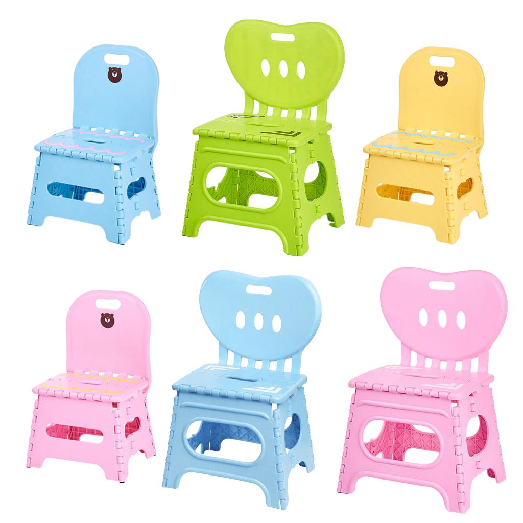 Children Plastic Folding Step Stool With Backrest