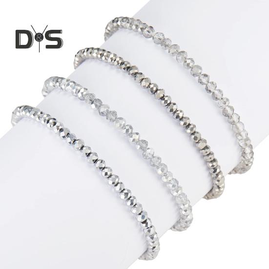 4Pcs/Set Beach Bracelet Fine Workmanship Non-Fading Stacked Bracelet Faux Crystal Versatile Bracelet for Daily Wear