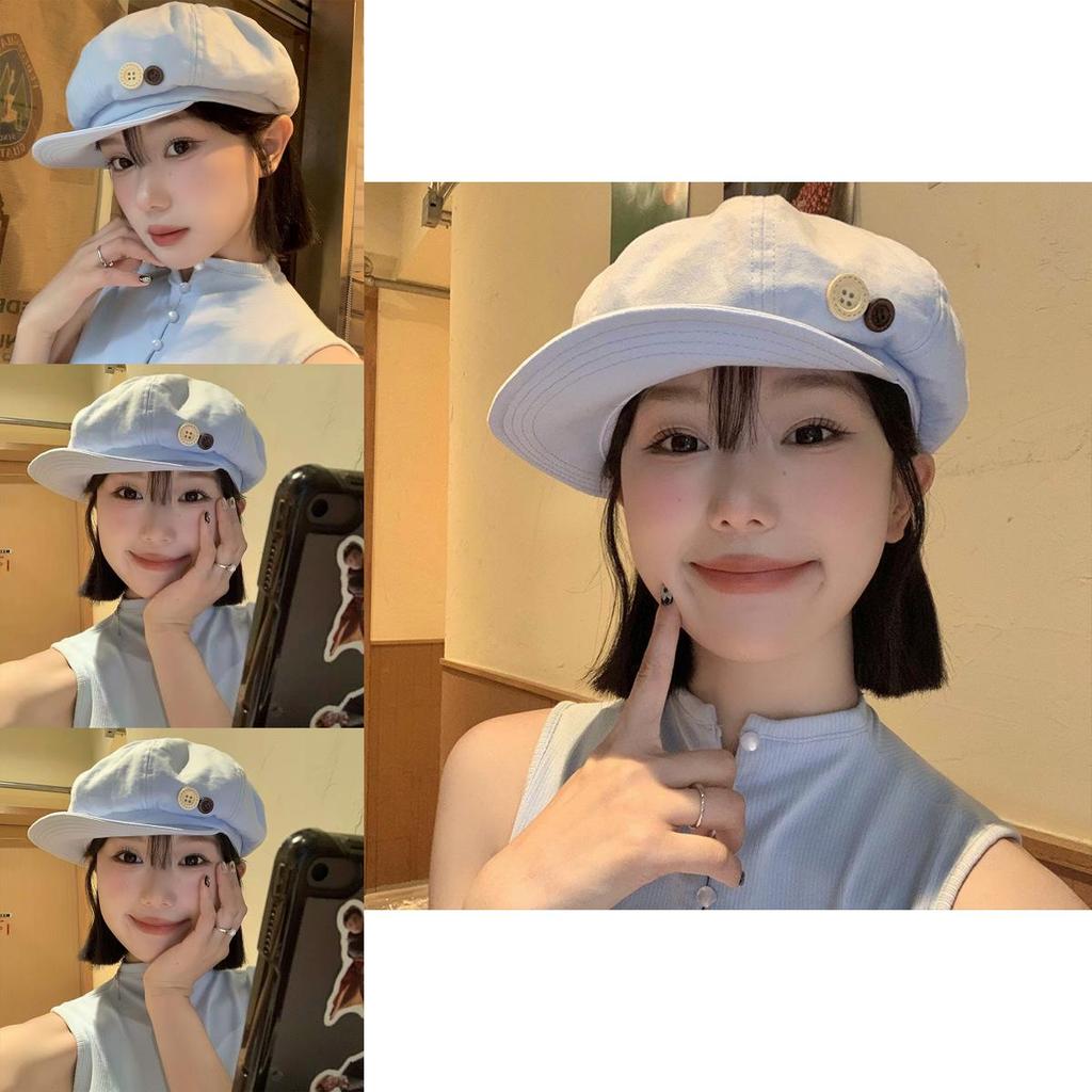 Vintage Japanese Blue Cloud Beret Hat For Women Summer Lightweight Versatile Style