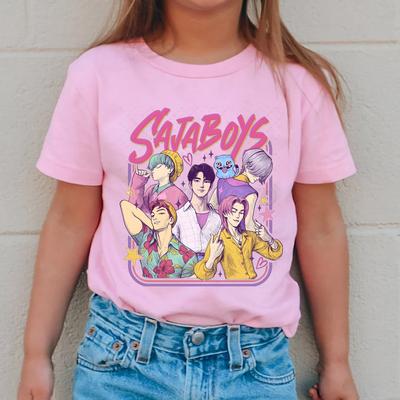 T-shirt con motivo di cartone animato per bambini, t-shirt a maniche corte, t-shirt animata KPOP, regalo, abbigliamento per bambini