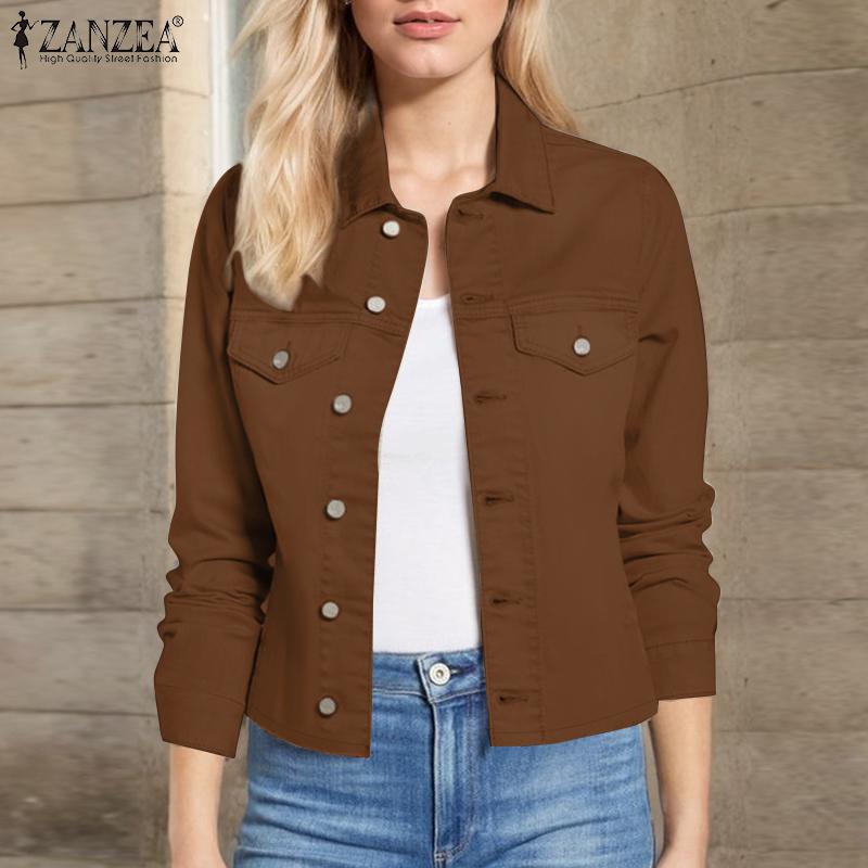 ZANZEA Bluză cardigan cu mânecă lungă, casual, cu guler răsturnat