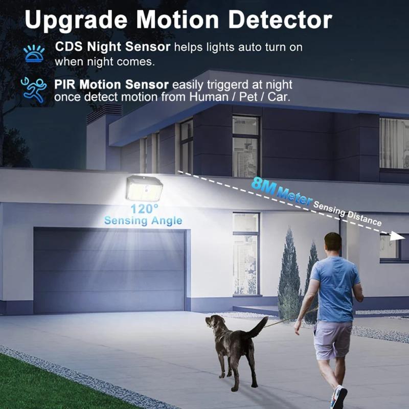 1/2/4PCS Motion Sensing Smart Light, 132 LEDs, 3 Modes Solar Security Light, IP65, Solar Fence Light for Outdoor, Yard
