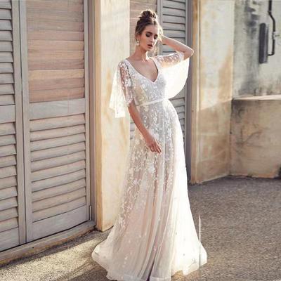 2025 Spring/Summer Deep V Lace Backless Mid-Length Evening Dress for Women