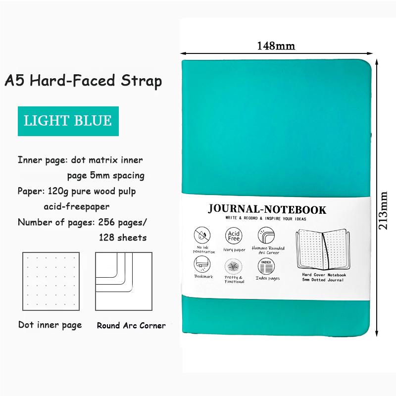 

Bullet dotted notebook a5 Journal Solid color Creative trend diary 120gsm thick simple portable Dot Grid Hardcover Notebooks A5 Dotted світло-синій колір