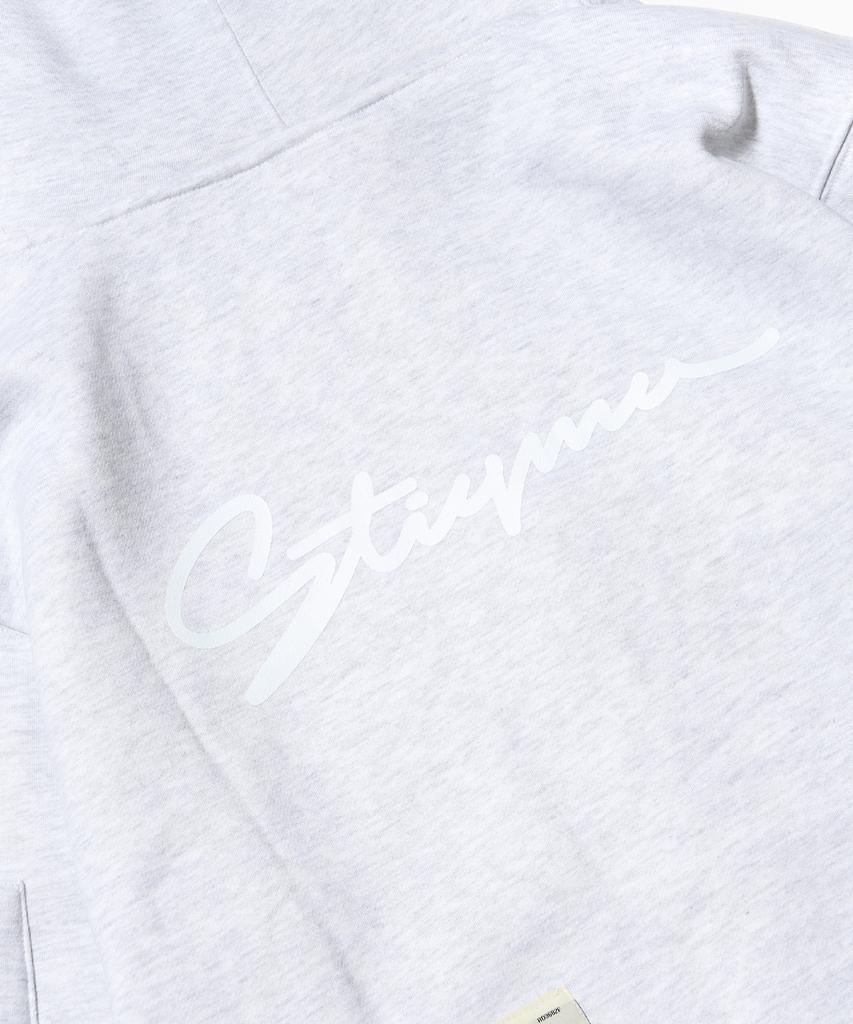 Stigma Zipper Oversized Zip Up Hoodie White Melange