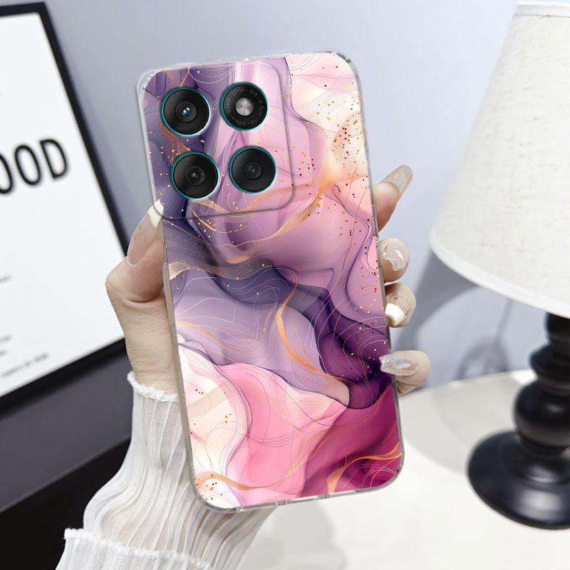 Phone Case For Moto Edge 60 Fusion Case Protect Cover For Motorola Moto Edge 60 Marble Butterfly Print Clear Soft Silicone Funda