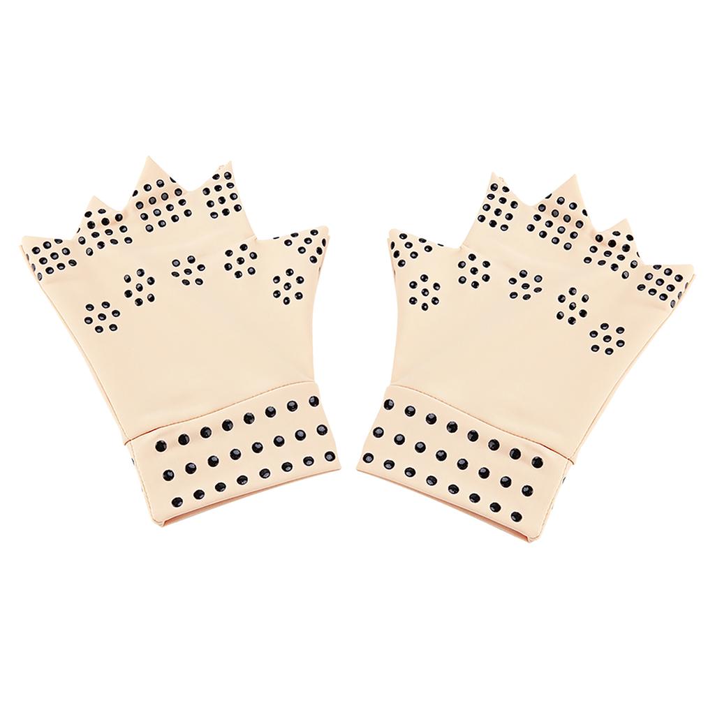 1 Par de Luvas Sem Dedos Unissex Luvas de Compressão de Nylon Respiráveis para o Dia a Dia Nude