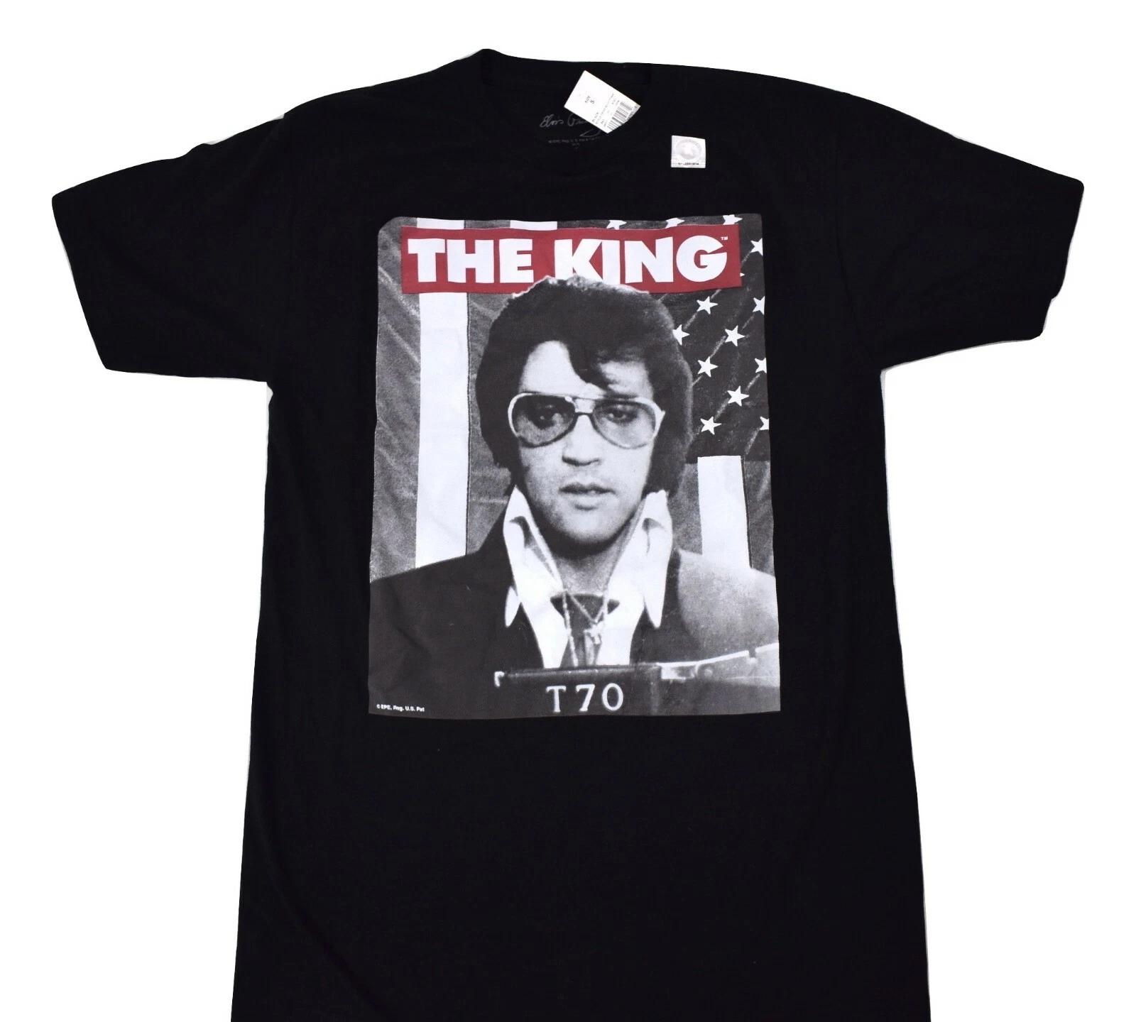 Elvis Presley Signature Product Mens The King of Rock & Roll Black Shirt New S L
