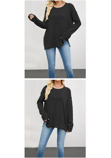 2026 European & American Women's Solid Color Knit Pullover - Autumn/Winter Loose Fit, Round Neck Sweater.