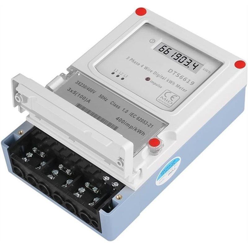Electricity Measurement 380V 3-Phase 5-100A 4-Wire LCD Digital Energy Meter Kwh Power Consumption 35Mm DIN Rail Mounting