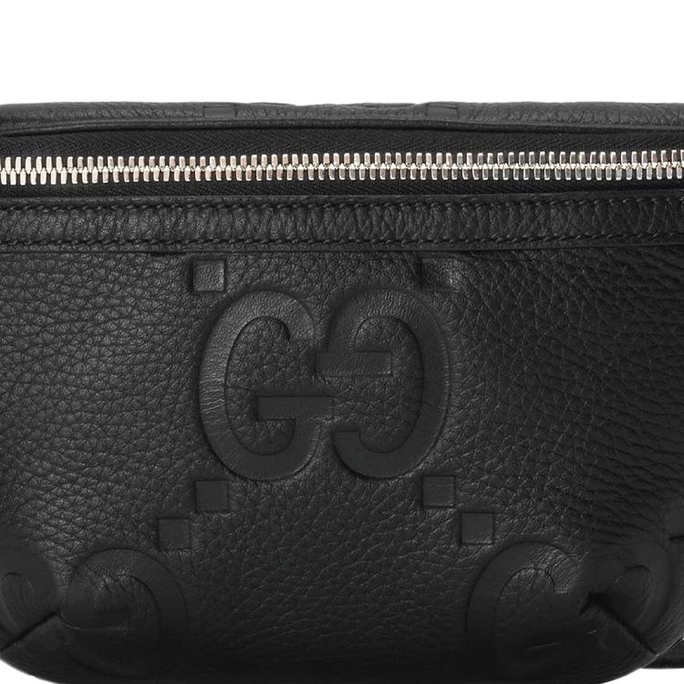 Gucci Monogramm Logo Geprägte Reißverschluss Leder Crossbody Brusttasche Herren Taschen Schwarz 658582-AABY7-1000