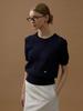Mout Curly Round Crop Knit (Dark Navy)
