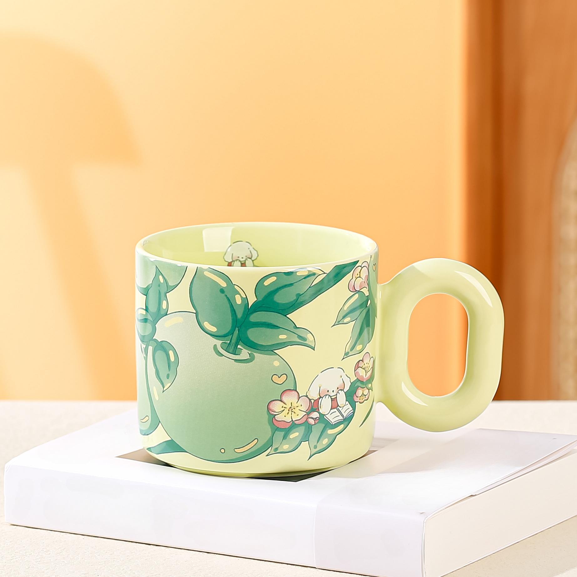 

Студент приносит кофейную чашку, переносную чашку для воды для дома, высококачественную кружку Ins, простой набор керамических чашек с рисунком 350ML