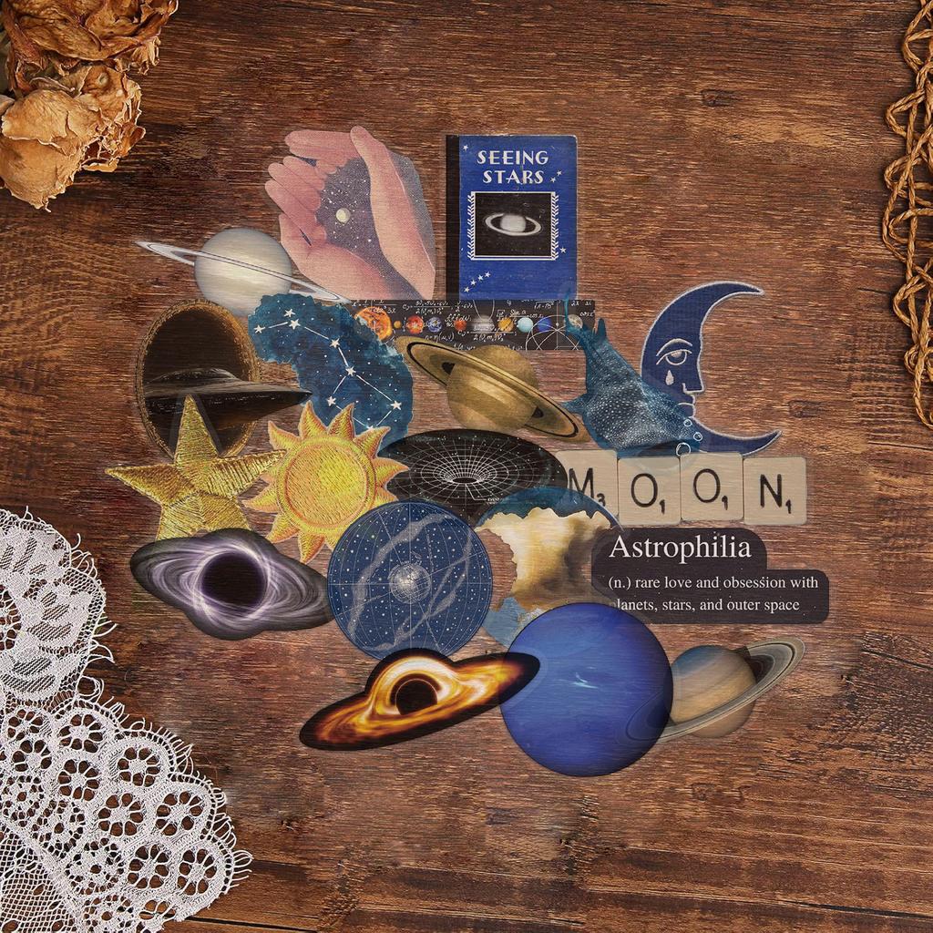 50 Transparent Ins Space Space Sticker Pack Waterproof Transparent PET Manual Material Decorative Guitar Notebook