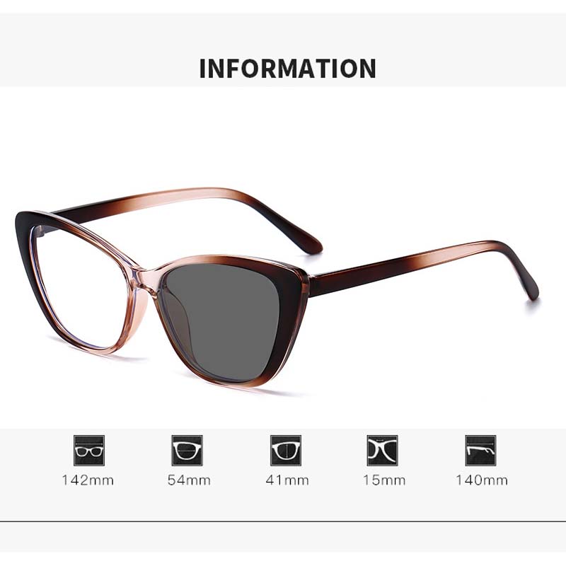 Cat Eye Myopia Photochromic Glasses for Women Men Ultra-light Color Change Near Sight Eyewear Fashion Eyeglasses Diopter