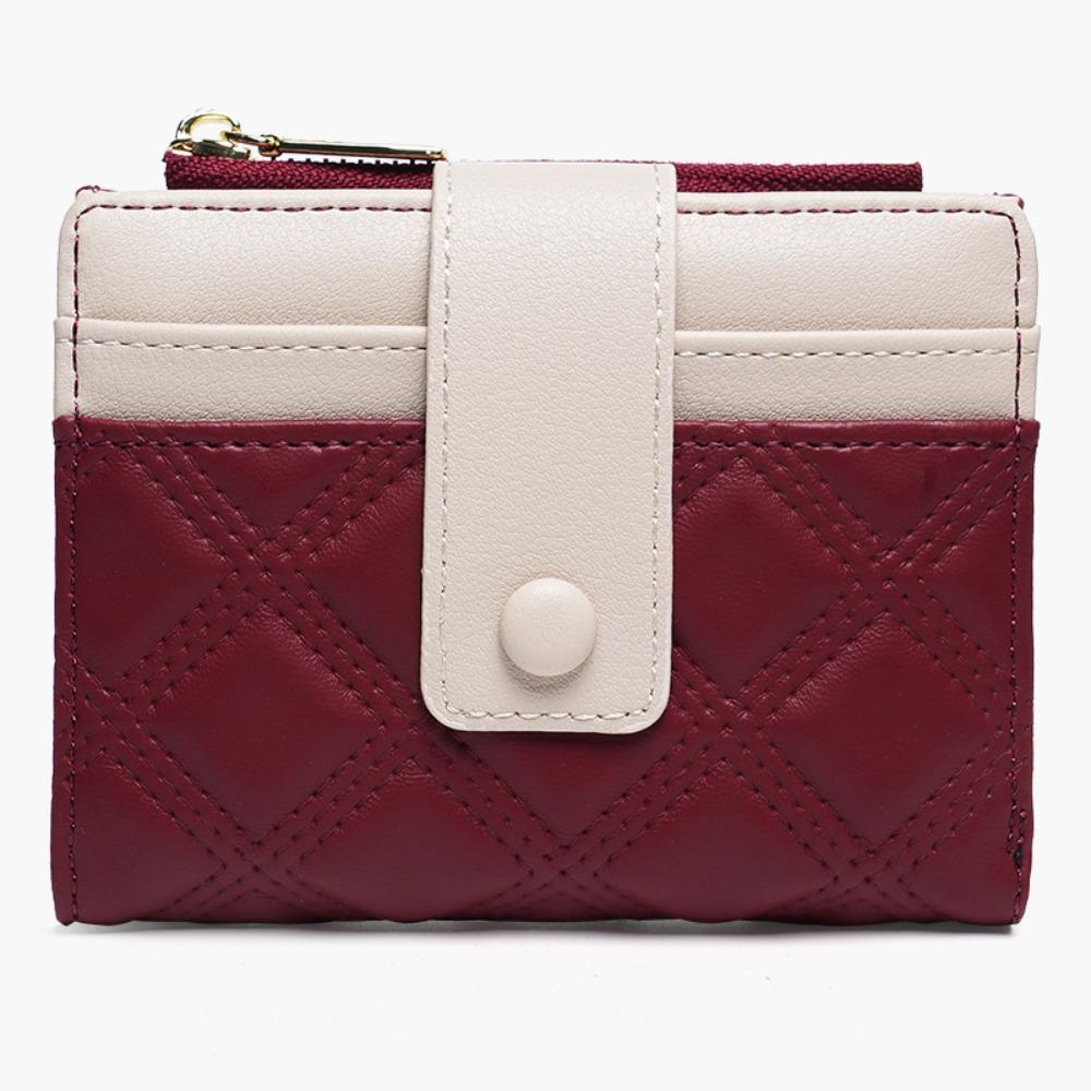 

Короткий кошелек из ПУ с несколькими отделениями для карт, на молнии, складной кошелек для монет, чехол, милые кошельки для женщин вино красного