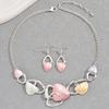 LENNIK New Hot Selling Round Oil Dripping Necklace Earring Set with High-end Feel, Irregular Design Earrings, Collarbone Chain