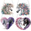 4 Stück Blume Tier DIY 2D Flache Diamantmalerei-Kits Hängende Diamantkunst-Kits für Heimdekoration und Geschenk