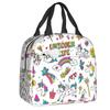 Bonito Unicornio Sentado en la Luna Lonchera Portátil para Mujer Enfriador Impermeable Térmico Aislado para Alimentos Bolsa de Almuerzo para Escolares Niños Estudiantes
