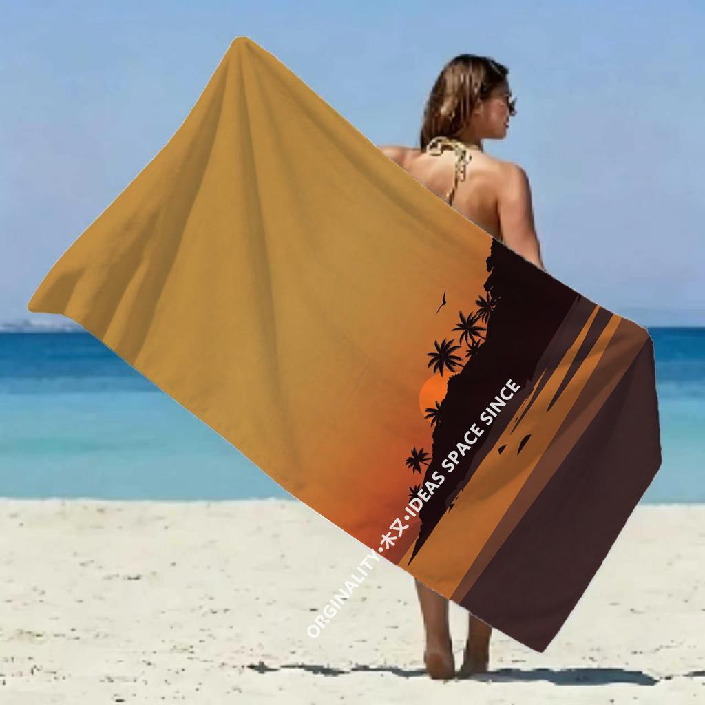 Vintage Palm Sunset Beach Towel Patterned Sunscreen And Windproof Suitable For Swimming Pool Camping Travel Blanket