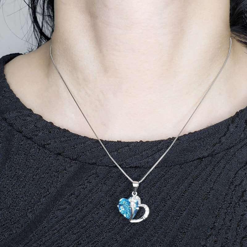 Accessories, Blue Purple Crystal Heart Collarbone Chain Fashion Two-Tone Necklace Summer Fresh Girl