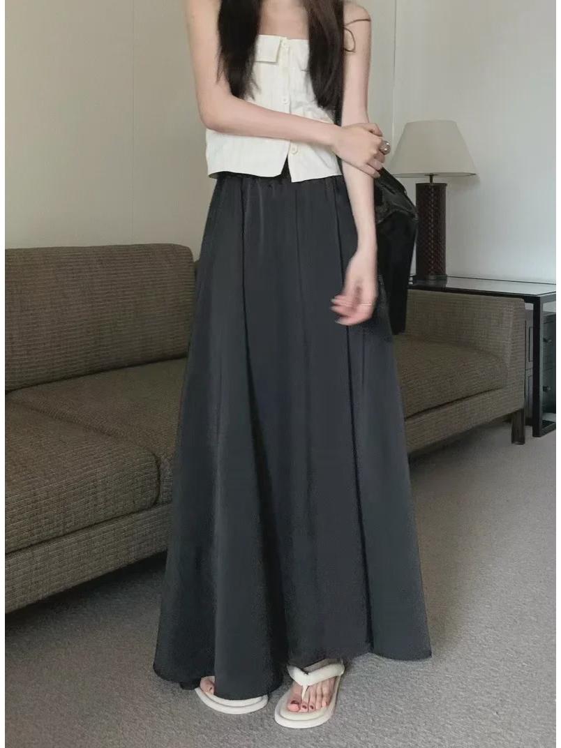 

Длинная юбка из атласного ацетата в стиле Хепберн для женщин One Size чёрный