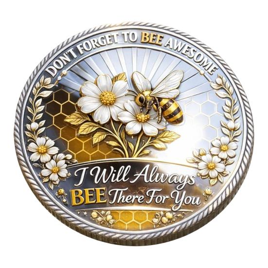 Bee Kind Bee Positive Challenge Coin Double Sided Inspirational Bee Commemorative Coin Collectible Metal Token Motivational Gift for Women Men