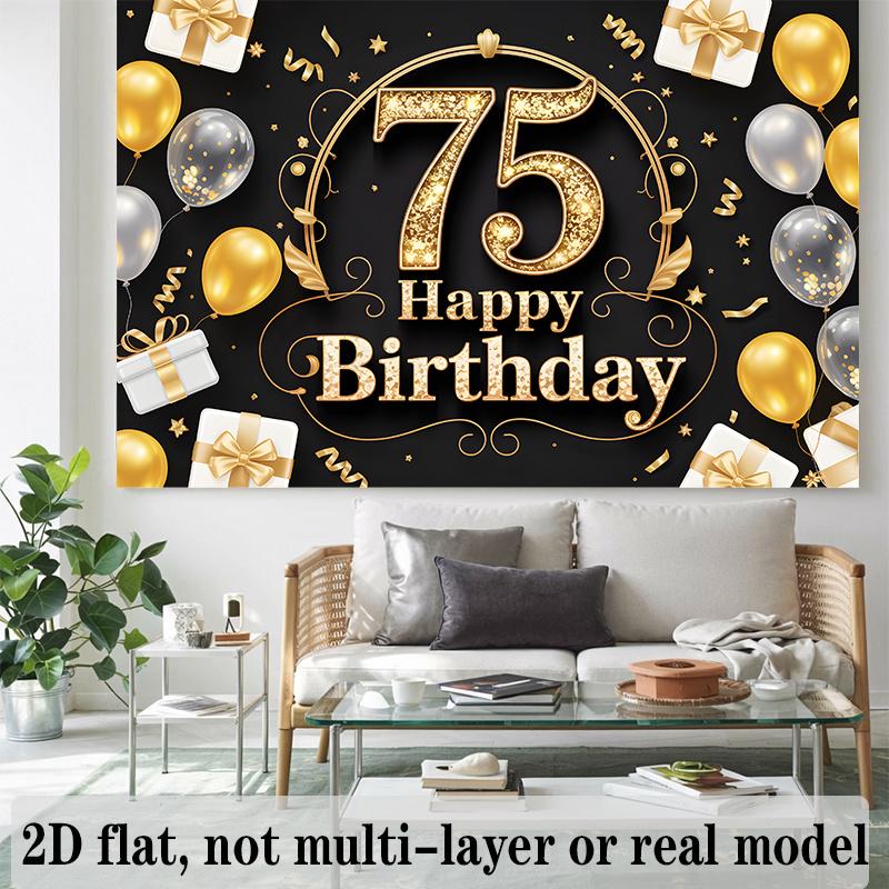 Party Backdrop 75Th Birthday Flat Designed Joyful Serves Photos Well Event Backdrop Decoration Birthday Party Decor
