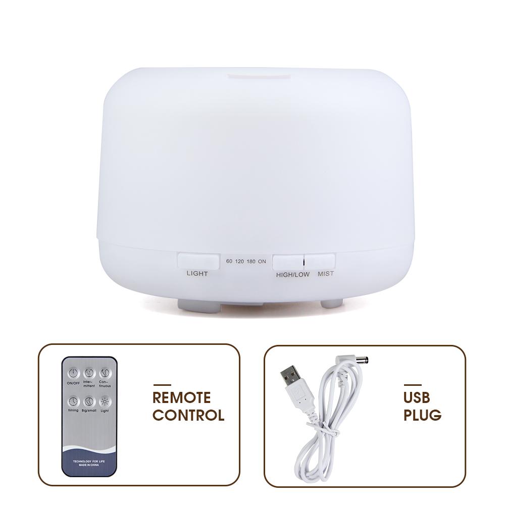 

500ml Aroma Diffuser Remote Control Ultrasonic Air Humidifier USB Essential Oil Diffuser Mist Maker with LED Night Lights